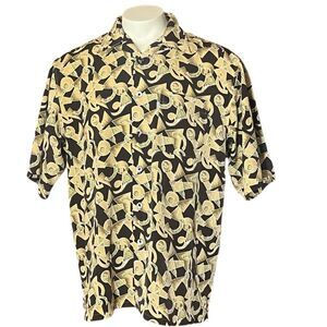 Inserch Men’s Short Sleeve Button Up Wild‎ Print Shirt Sz L